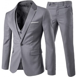 YOUTHUP Costume Homme Slim Fit 3 Pièces Business Mariage Customes Affaires 1 Bouton Mode Costume