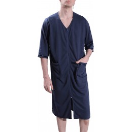 AIEOE Robe de Chambre pour Homme Femme Fermeture à Glissière Robe de Pyjama Femme Respirant Confortable Coton Vêtements de nuit Grande Taille M-XXXL